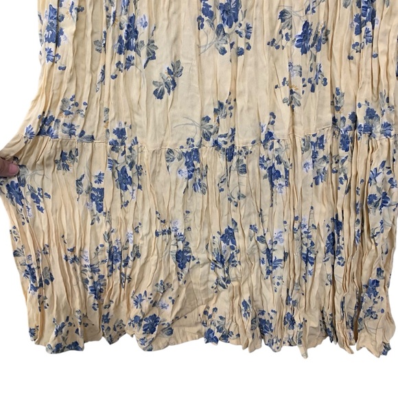 Jones New York Sport Yellow Baby Blue Floral Broomstick Skirt Women’s Size Med - Picture 4 of 5